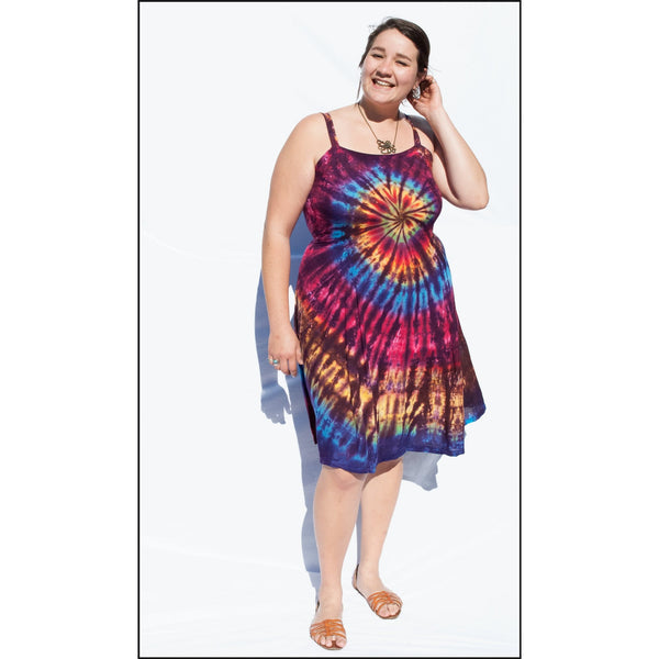 Coral Spiral tie-dye dress short