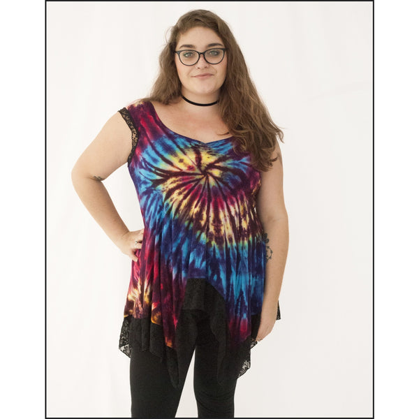 Coral Spiral Molly Top, Tie-dye top