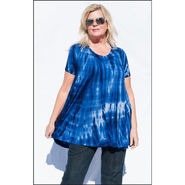 Blue Tie-dye Top with Sleeves