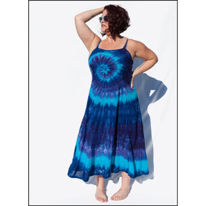 Tie-dye A-line Long Dress : Cool Color Spiral