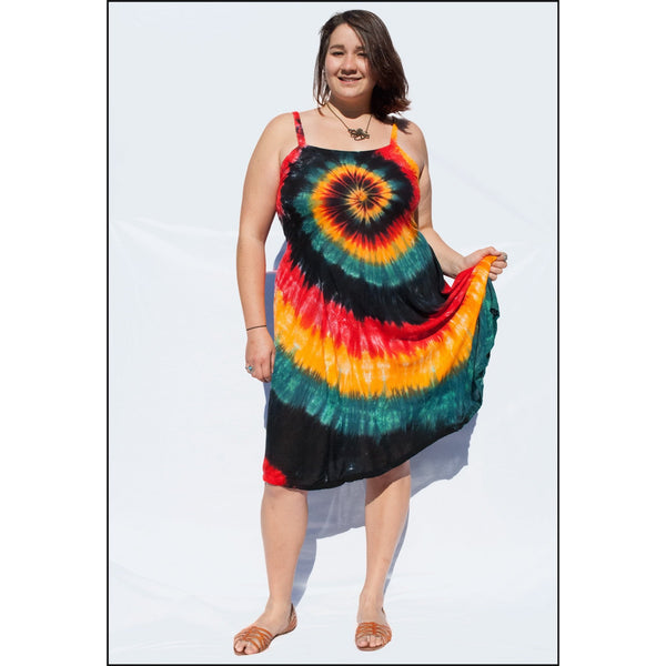 Rasta short tie-dye dress