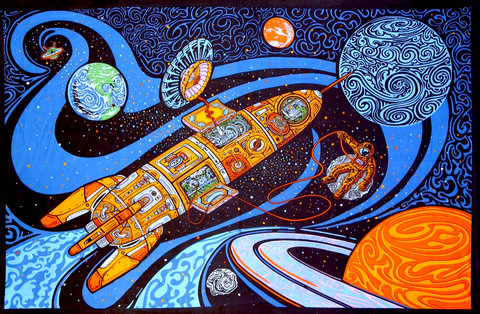 3D Blast Off Outer Space Tapestry