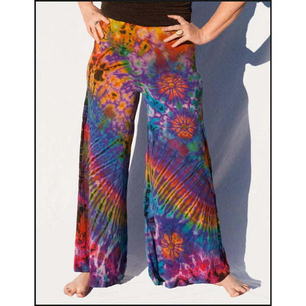 Volcanic tie dye wide leg pants